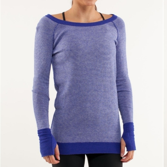 Sweaters - Lululemon Chai Time Pullover IIHeathered Pigment Blue / Pigment Blue White